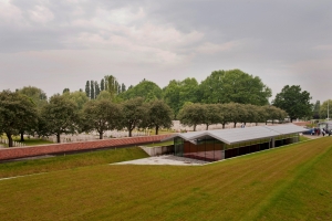 view on Lijssenthoek Military Cemetery and visitor centre